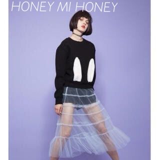 ハニーミーハニー(Honey mi Honey)の完売！HONEY MI HONEYラビットスウェットトップス❤️黒(トレーナー/スウェット)