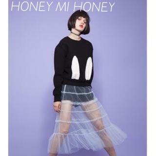 ハニーミーハニー(Honey mi Honey)の完売！HONEY MI HONEYラビットスウェットトップス❤️黒(トレーナー/スウェット)