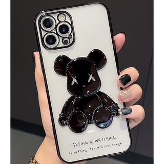 iPhone13proケース　ブラック　黒　くま　クマ　熊　iPhoneケース(iPhoneケース)
