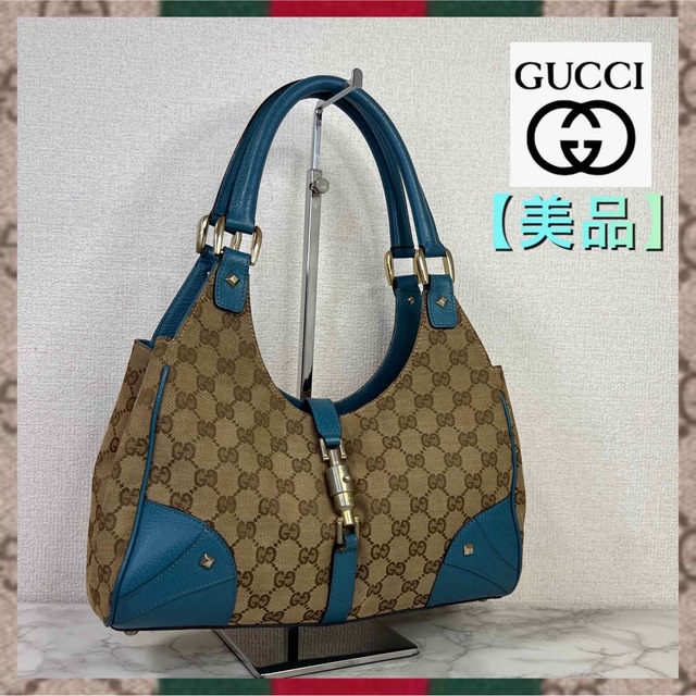 GUCCI【美品】グッチ　ショルダーバッグ　GG  ニュージャッキー　キャンバス　レザー