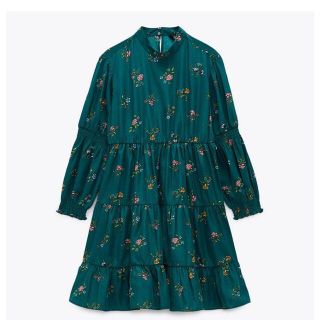 ザラ(ZARA)のZARA プリント柄ミニワンピース 花柄 ナチュラル カジュアル XS(ミニワンピース)