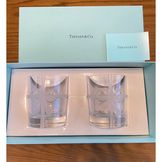 新品未使用】ティファニー リボン グラス ボウグラス ペアグラス