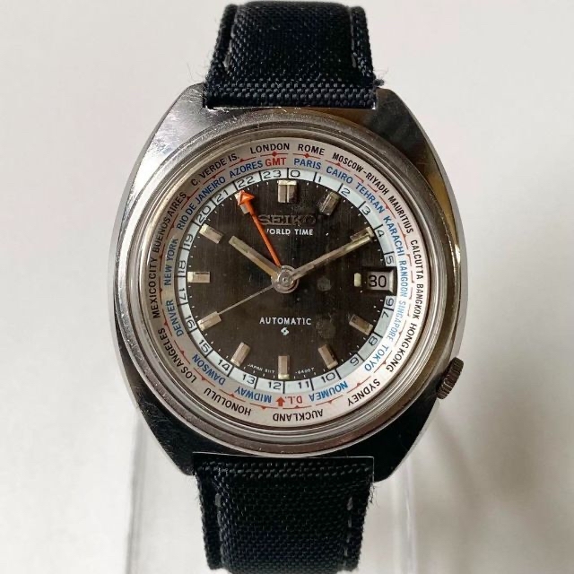 【美品】SEIKO セイコー メンズ 腕時計 ワールドタイム 自動巻き