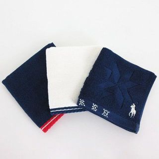 ラルフローレン(Ralph Lauren)のラルフローレン ハンカチ ハンドタオル 3点セット 小物 ネイビー・ホワイト(ハンカチ/ポケットチーフ)