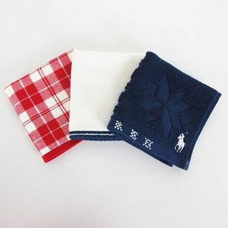 ラルフローレン(Ralph Lauren)のラルフローレン ハンカチ ハンドタオル まとめ 3点セット 小物 紺・白・赤(ハンカチ/ポケットチーフ)