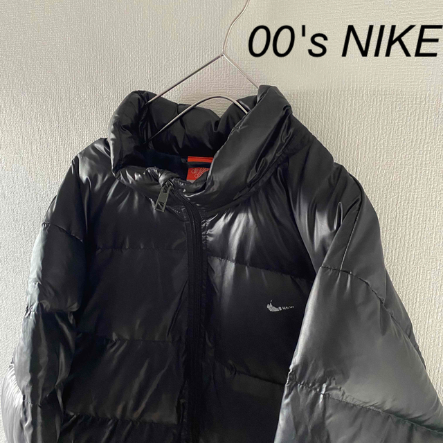 00'sNIKEナイキダウンジャケットアウターブルゾンxlブラック黒メンズ長袖