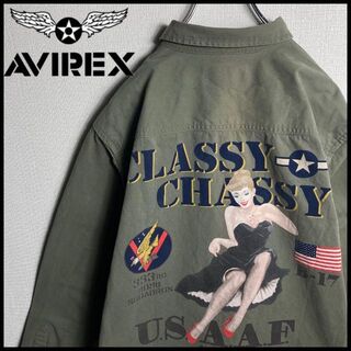 アヴィレックス(AVIREX)の【入手困難】AVIREX　ピンナップガール　刺繍　長袖シャツ　胸ポケット　XL(シャツ)