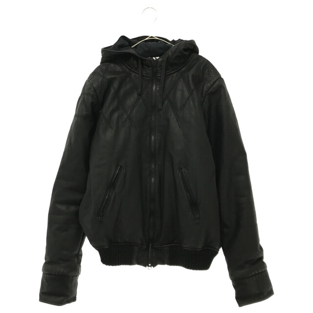 Y-3 ワイスリー フーデッド レザージャケット ブルゾン ブラック