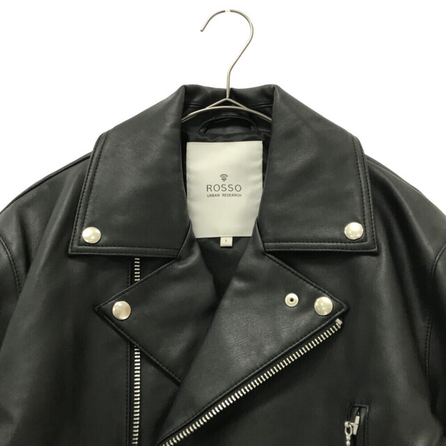 URBAN RESEARCH ROSSO(アーバンリサーチロッソ)のURBAN RESEARCH ROSSO アーバンリサーチ ロッソ FUX LEATHER DOUBLE RIDERS JACKET RA24-17M101 フェイクレザーダブルライダースジャケット バイカージャケット ブラック メンズのジャケット/アウター(フライトジャケット)の商品写真