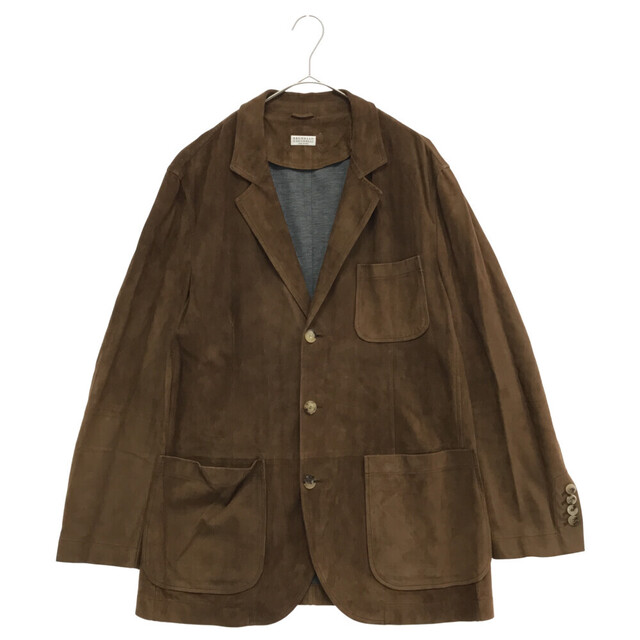 BRUNELLO CUCINELLI(ブルネロクチネリ)のBRUNELLO CUCINELLI ブルネロクチネリ ヌバック レザー テーラードジャケット ブラウン メンズのジャケット/アウター(フライトジャケット)の商品写真