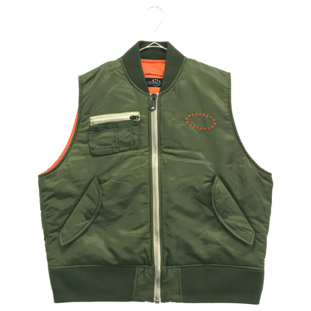 AFB エーエフビー 22SS Peace Boa Patch Vest MA-1 ピースボアロゴ ノースリーブ フライトジャケット ベスト カーキ