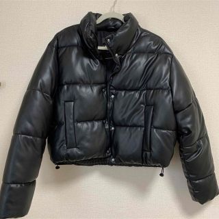 ザラ(ZARA)のZARA フェイクレザージャケット　レザージャケット　ダウン(ライダースジャケット)