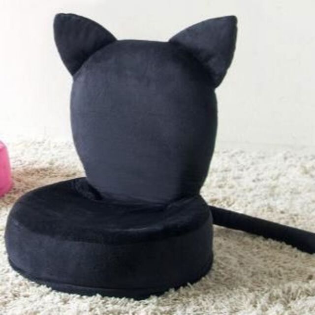 ２個セット 猫のチェアクッション☆　椅子 クッション 座椅子 猫 グレー