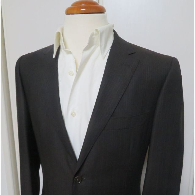 RING JACKET(リングヂャケット)の■超美品【RING JACKET】極上スーツ 春夏 茶 ストライプ柄 46(M) メンズのスーツ(その他)の商品写真