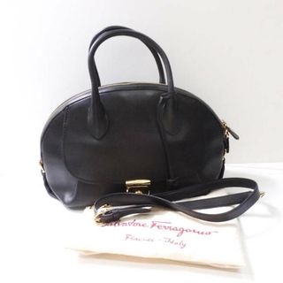 フェラガモ(Ferragamo)の美品 Salvatore Ferragamo フェラガモ フィアンマ 2WAYバッグ 1点 ブラック ミディアム ハンド ショルダー レザー レディース AM3860C (ハンドバッグ)