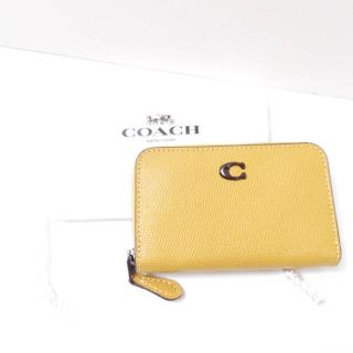 コーチ(COACH)の美品 COACH コーチ C6723 スモールジップアラウンドカードケース 1点 イエロー レザー コインケース レディース AU1223C (財布)