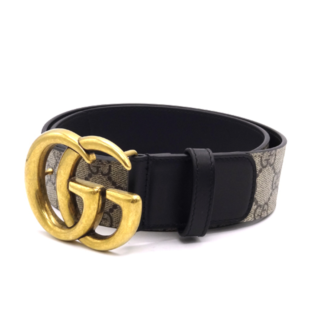 Gucci(グッチ)のグッチ GGスプリーム メンズ ベルト ゴールドバックル ベージュ 85cm 400593 メンズのファッション小物(ベルト)の商品写真
