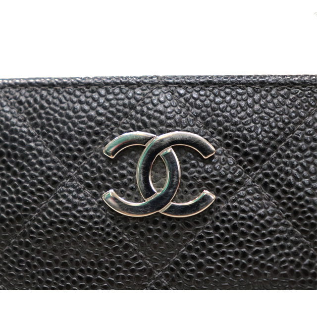 シャネル CHANEL マトラッセ ショルダー バッグ 黒 ブラック シルバー金具 キャビアスキン トートバッグ 8144