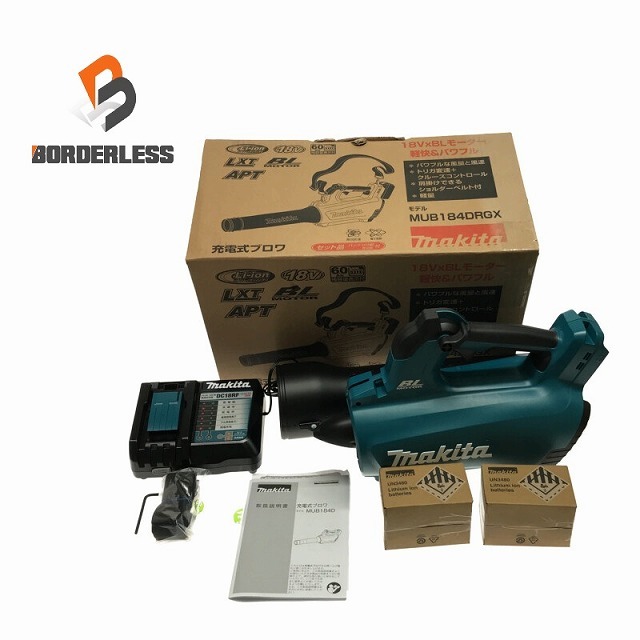 ☆未使用品☆makita マキタ 18V 充電式ブロワ MUB184DRGX バッテリー2個(6.0Ah) 充電器付 送風機 ブロワー 造園 63989