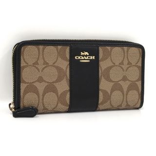 コーチ(COACH)のCOACH ラウンドファスナー長財布 シグネチャー ベージュ F54630(財布)