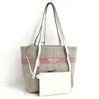 PRADA - PRADA トートバッグ キャンバス ピンクベージュ 1BG301