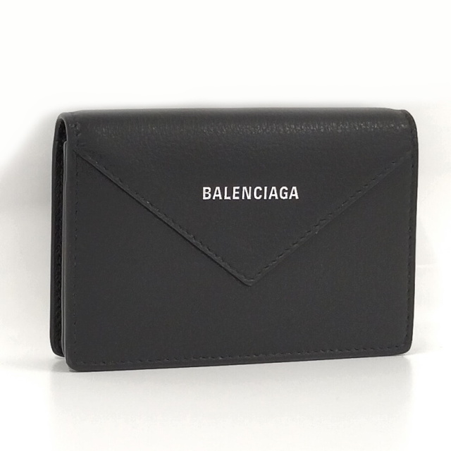 品質は非常に良い  - Balenciaga BALENCIAGA ブラック レザー ペーパー 名刺入れ カードケース 財布