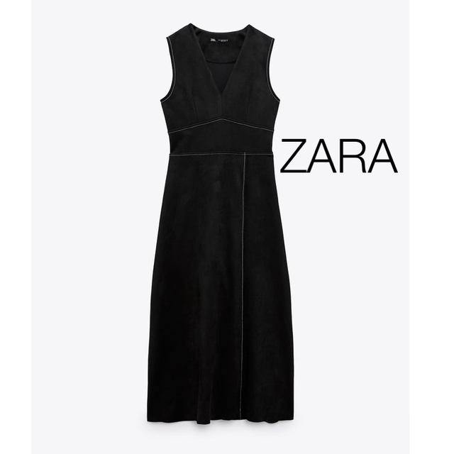 ZARA フェイクスエード ジャンパースカート ワンピース ブラック