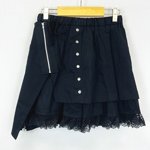 other(アザー)のROMANTIC NEUROSIS チュール 切替 ジップ  ミニ スカート 黒 レディースのスカート(ミニスカート)の商品写真