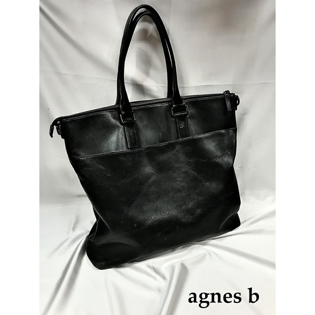 agnes b. - agnes b アニエスベー トートバッグ レザー 革 黒 ブラック