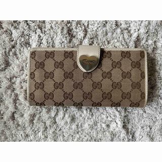 グッチ(Gucci)のGUCCI レザー キャンバス 長財布 ラブリーハート ゴールド金具(財布)