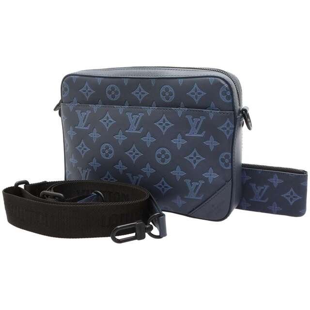 人気 VUITTON LOUIS - ネイビー メンズ バッグ ヴィトン M45730 デュオ