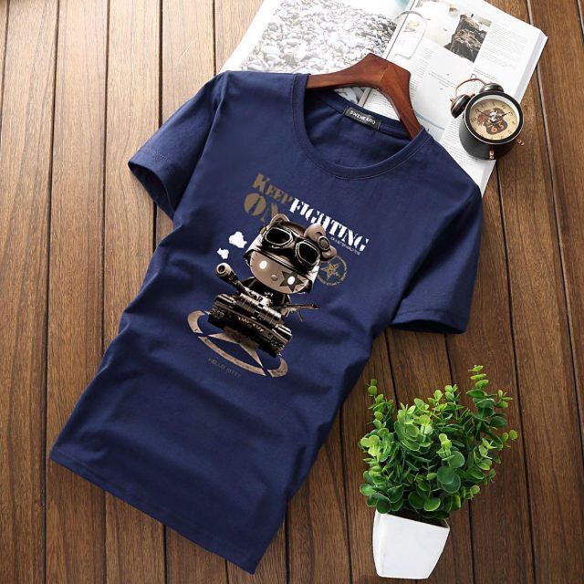 Import & Select(インポートアンドセレクト)のユニセックスＴシャツ  キャラクター　アニマル　デザインＴシャツ  紺　XL レディースのトップス(Tシャツ(半袖/袖なし))の商品写真