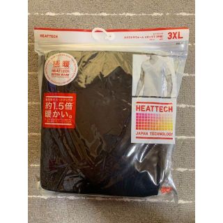 ユニクロ(UNIQLO)のヒートテック 極暖 エクストラウォーム VネックT 半袖 ブラック メンズ 3X(Tシャツ/カットソー(半袖/袖なし))