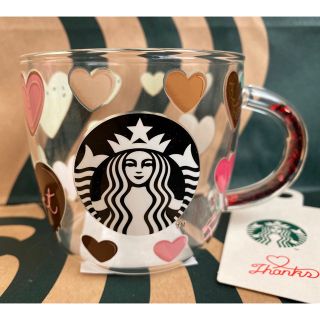 スターバックスコーヒー(Starbucks Coffee)のスターバックス　バレンタイン2023ビーズハンドル耐熱グラスマグ296ml(グラス/カップ)