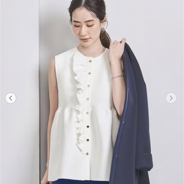 UNITED ARROWS フリル ニットベスト オフホワイト 新品-