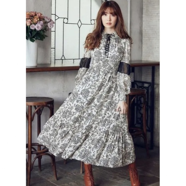 Her lip to(ハーリップトゥ)のハーリップトゥ winter floral long sleeve dress レディースのワンピース(ロングワンピース/マキシワンピース)の商品写真