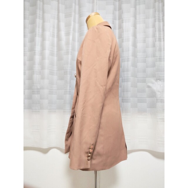 【Mサイズ】杏ピンク アプリコット ジャケット ブレザー レディースのジャケット/アウター(テーラードジャケット)の商品写真