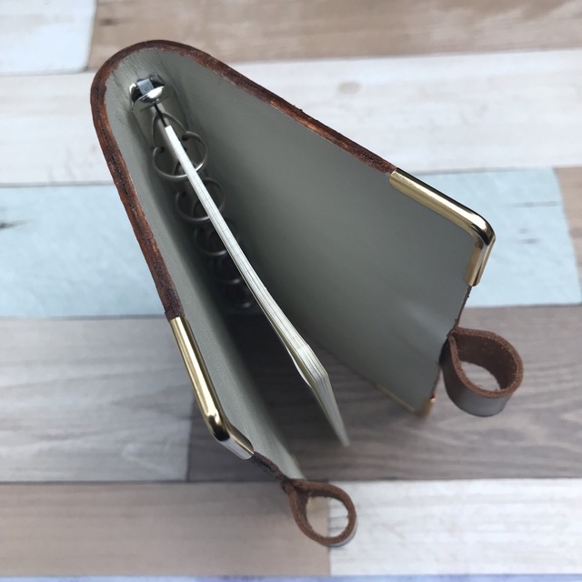 システム手帳 マイクロ5(M5)ペンホルダー付 本革 ハンドメイド システム手帳 マイクロ5(M5)ペンホルダー付 本革 ハンドメイド