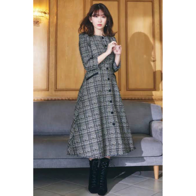 新品未使用 herlipto Classic Tweed Midi Dress-