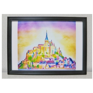 【虹色 Mont Saint Michel】A4サイズ オリジナルアートポスター(アート/写真)