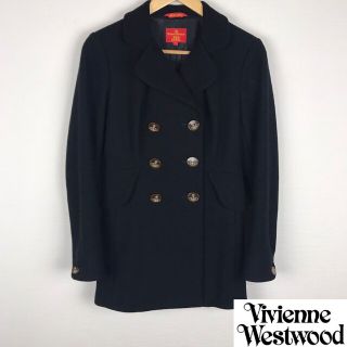 ヴィヴィアンウエストウッド(Vivienne Westwood)の美品 ヴィヴィアンウエストウッドレッドレーベル メルトンピーコート ブラック(ピーコート)