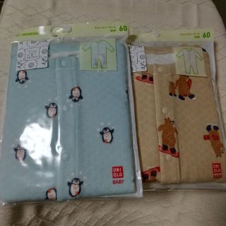 ユニクロ(UNIQLO)のユニクロ　キルトカバーオール　60cm ペンギン　くま(カバーオール)