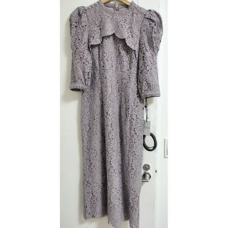 Scallop Belted Lace Dress Herlipto ドレスM