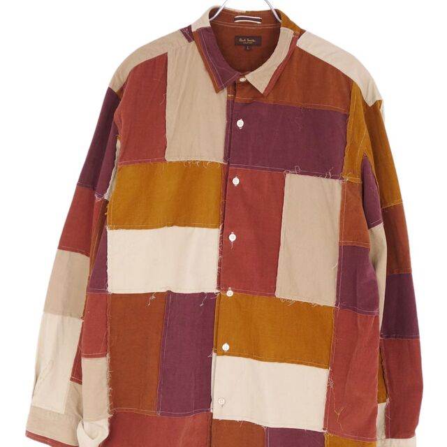 Paul Smith(ポールスミス)の美品 ポール・スミス Paul Smith シャツ ロングスリーブ パッチワーク コットン トップス メンズ L ブラウン/ベージュ メンズのトップス(シャツ)の商品写真