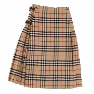 バーバリー(BURBERRY)のVintage バーバリー Burberrys スカート プリーツスカート ラップスカート チェック柄 ウール ボトムス レディース S ブラウン/ブラック(ひざ丈スカート)