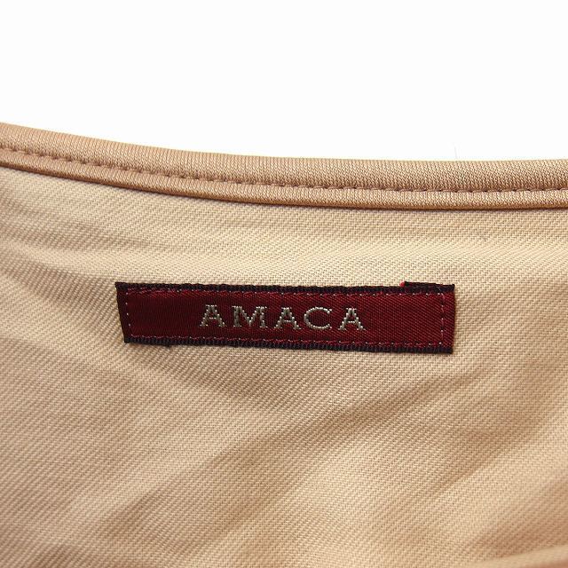 AMACA(アマカ)のアマカ AMACA プリーツスカート ひざ下丈 フレア 無地 シンプル 光沢 レディースのスカート(ひざ丈スカート)の商品写真