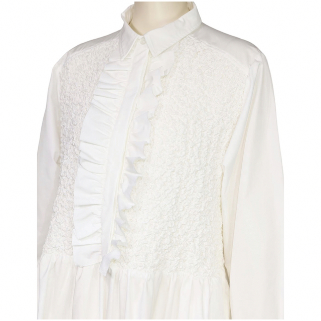 machatt フリルティアードシャツドレス（ホワイト）