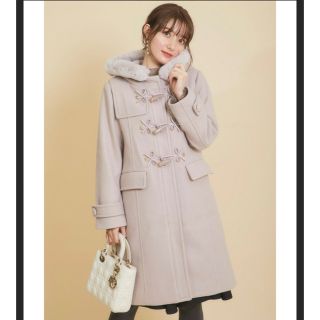 tocco closet ファー付きリボン装飾ロングダッフルコート(ロングコート)