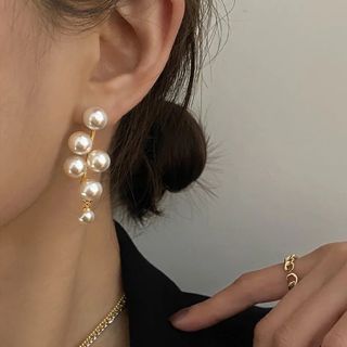 6連パールピアス  シルバー925 ゴールド 韓国 スタッドピアス(ピアス(両耳用))