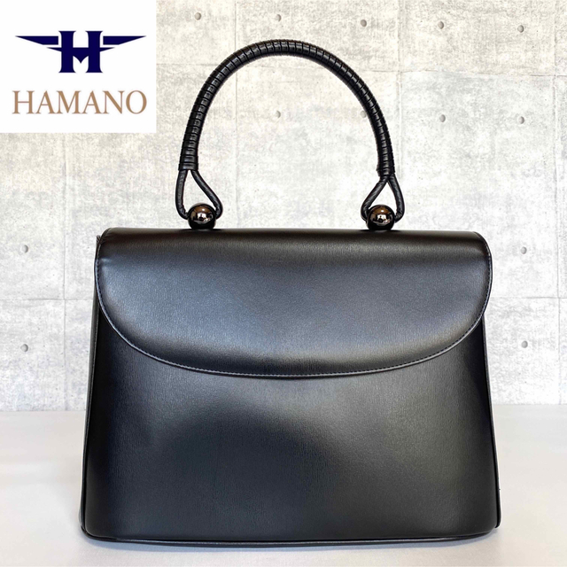専用品HAMANO 濱野皮革工藝 ロイヤルスタンド レザー 黒 ハンドバッグ